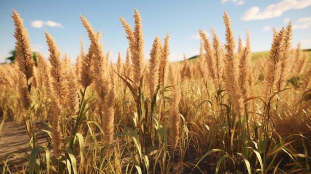 Hiperrealismo detallado Campo de hierba alta en un entorno soleado