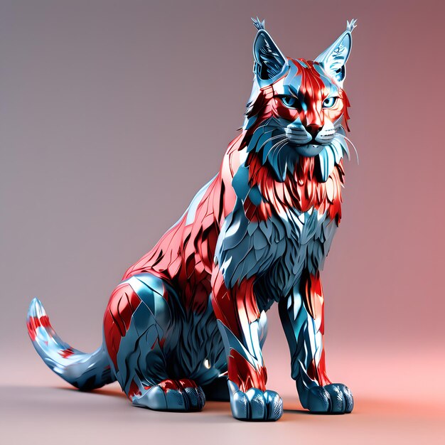 Hiperrealista 3D Cooper Metal lince Figura ai generada por