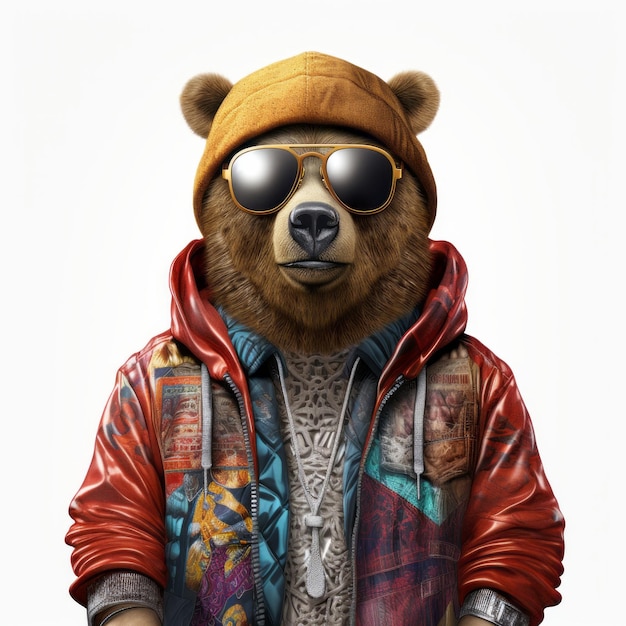 Hiphop-Bär Ein hyperrealistisches 3D-Bild eines stilvollen Himalaya-Braunbären