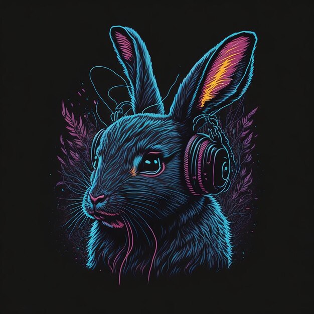 Hiphop-Hase mit Kopfhörer-Vektorillustration