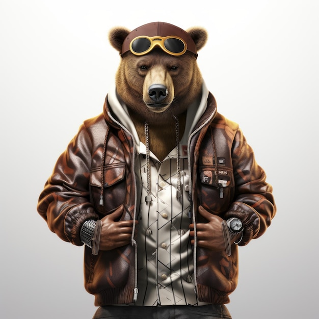 Hiphop-Kodiak-Bär hyperrealistische Tierillustration in 3D