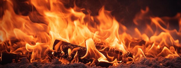 Foto hipnotizando las llamas del pozo de fuego parpadeando la danza crujiendo la madera ai generativa