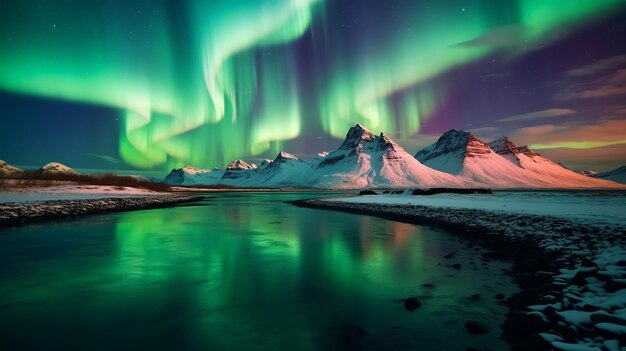 La hipnotizante aurora boreal en Islandia