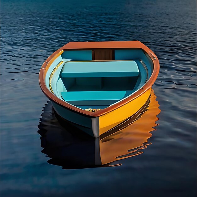 Foto un hipnotizante bote dimensional flota en un mar de colores giratorios generados por la ia