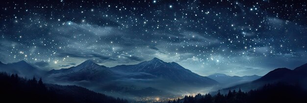 Un hipnotizante cielo estrellado nocturno belleza celestial cielos estrellados cielo nocturno brillo observación de estrellas asombro exhibición cósmica constelación cósmica generada por IA