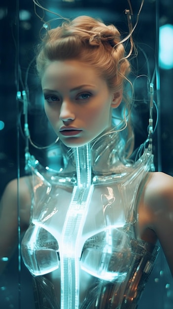 Hipnotizante de otro mundo surrealista moda mecanoluminescente impresionante fotografía de moda