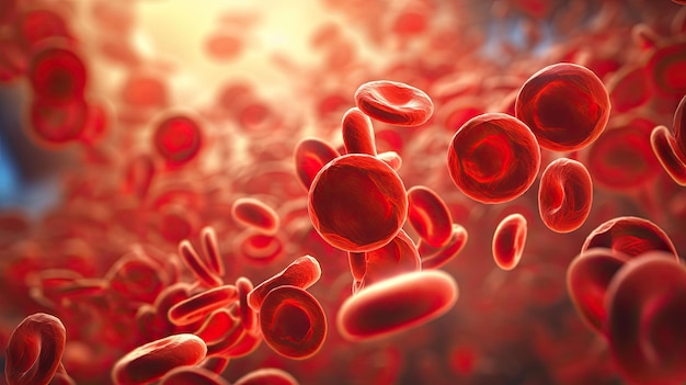 Foto hipnotizante telón de fondo circulatorio representación en 3d de los glóbulos rojos en una vena