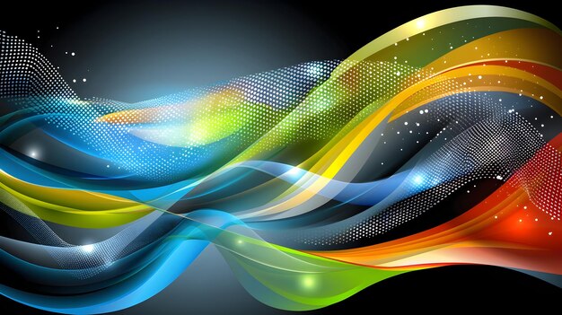 Las hipnotizantes ondas de neón de luz y color dinámicos en movimiento