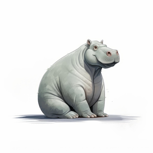 Hipopótamo blanco inspirado en la fantasía Diseño detallado de personajes y arte minimalista