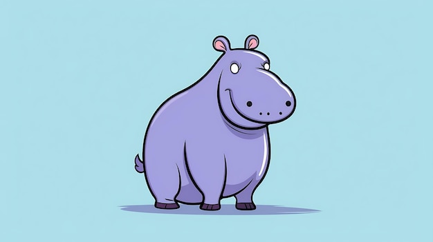 Hipopótamo bonito desenho animado de fundo de hipopótamo pastel