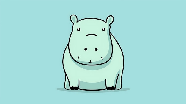 Hipopótamo bonito desenho animado de fundo de hipopótamo pastel