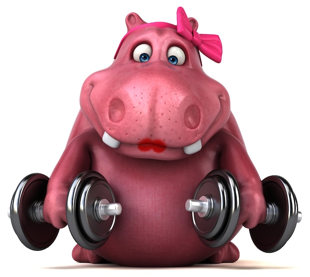 Hipopótamo-de-rosa - ilustração 3D