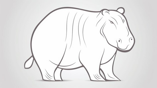 Un hipopótamo de dibujos animados con un fondo blanco.