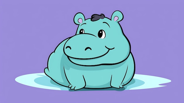 el hipopótamo de dibujos animados de fondo pastel