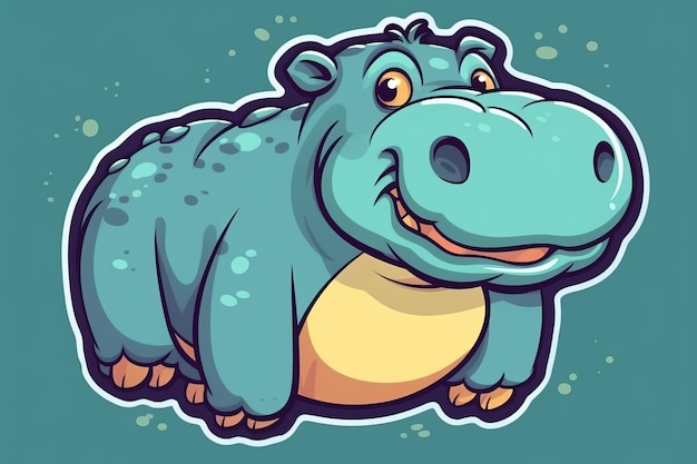 Un hipopótamo de dibujos animados con una gran barriga y una gran barriga.