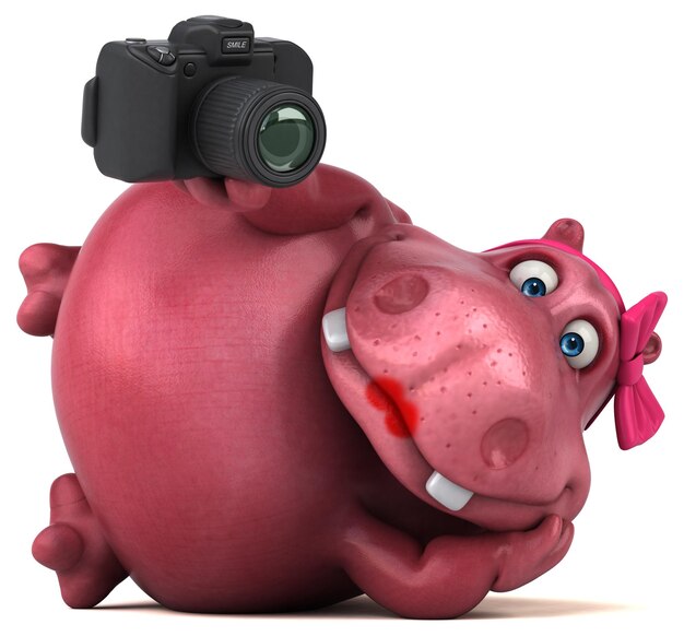Hipopótamo Rosa - Ilustração 3D
