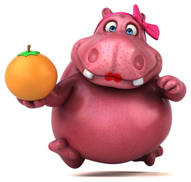 Hipopótamo rosa - Ilustración 3D