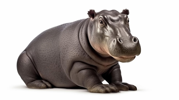 Hippopotamus amphibius aislado del becerro de hipopótamo