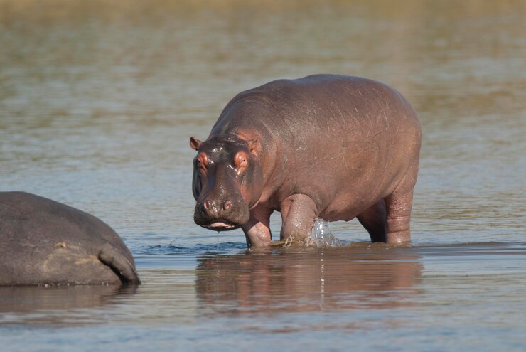 Foto hippopotamus amphibius im wasserloch kruger national parksouth africa