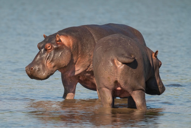 Foto hippopotamus amphibius im wasserloch kruger national parksouth africa