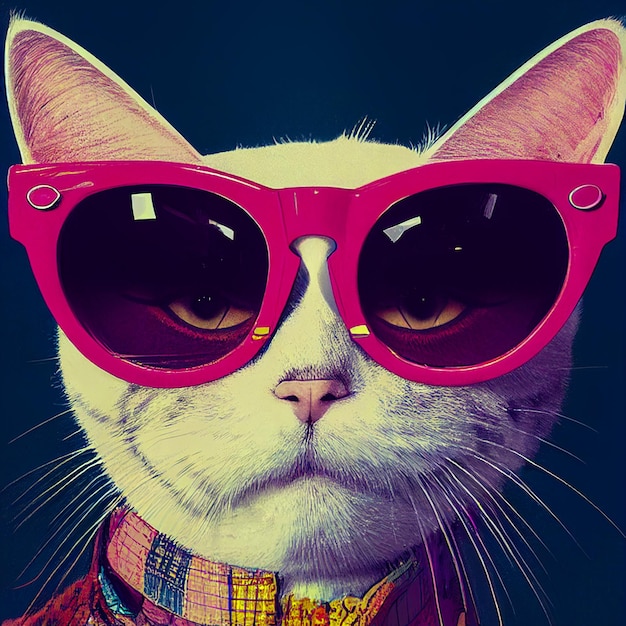 Hipster Cute Pop Art Cat IlustraciónxA