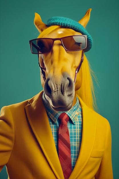 Hipster lustiges Pferd macht Selfie-Foto lustige antrophomorfic Tiere