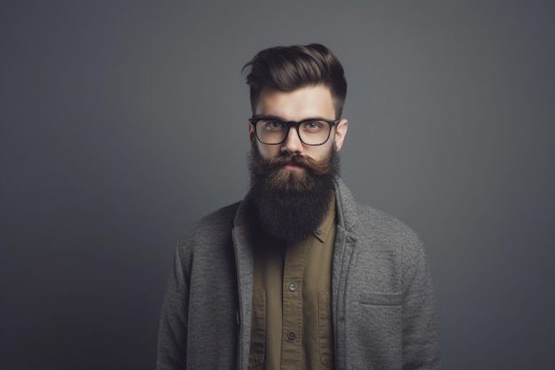 Hipster-Mann auf grauem Hintergrund