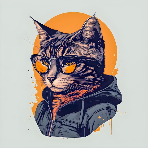 Hipster-niedliche Pop-Art-Katzen-Illustrations-Hand gezeichnet