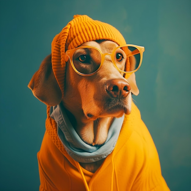 Hipster süßer Hund mit Brille Lustige Art Illustration Anthropomorphe Hunde