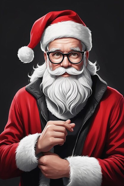 Hipster-Weihnachtsmann-Design mit schwarz-weißer Illustration