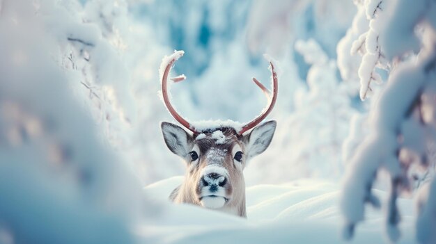 Hirsch im Winterwald