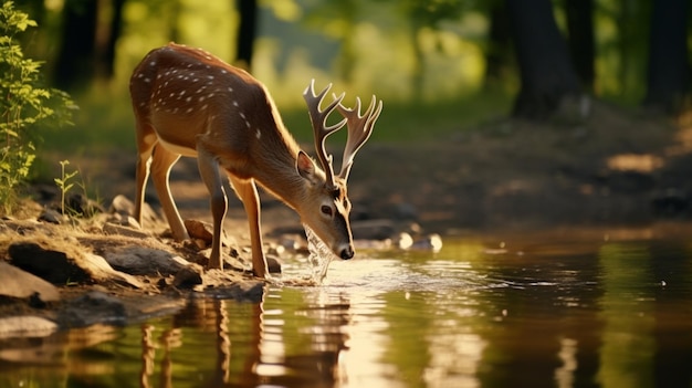 Foto hirsch-tier-trinkwasser ai generierte bilder