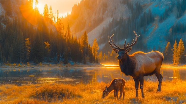 Hirschherde im Herzen von Yellowstone