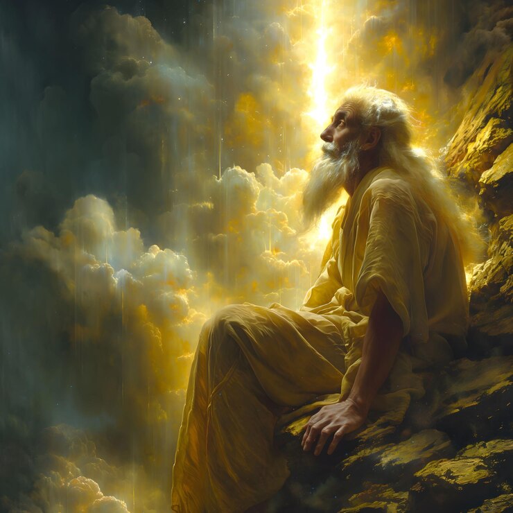 Foto historia bíblica dios se le aparece a abraham en forma de luz