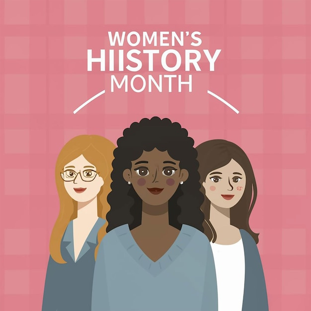 História das mulheres desenhada à mão mês de fundo