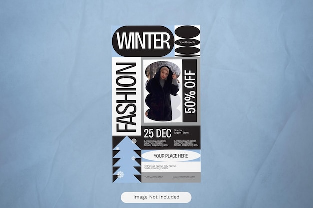 História de mídia social de moda utilitária azul de inverno