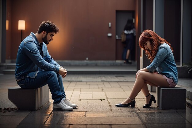 Foto una historia desgarradora de una pareja problemática una novia sombría las sombras de una ruptura desalentadora