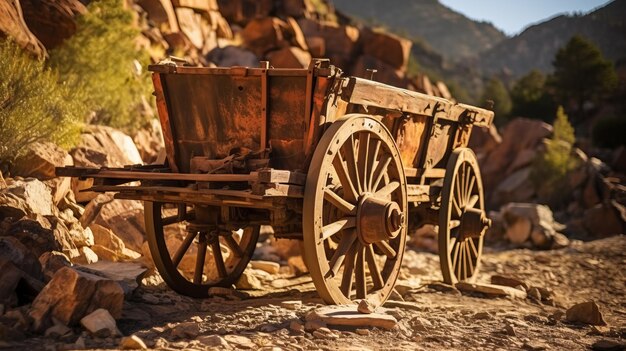 Foto historia olvidada explorando el viejo oeste de almeria a través de un vagón oxidado en una mina de oro abandonada