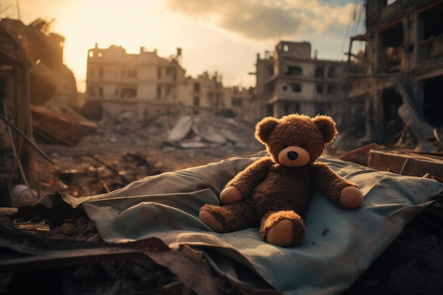 La historia del oso de peluche en una ciudad destruida