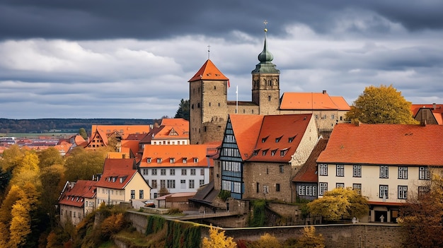 Foto la histórica colina de castle heights en quedlinburg, alemania