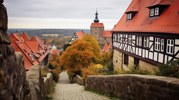 Foto la histórica colina de castle heights en quedlinburg, alemania