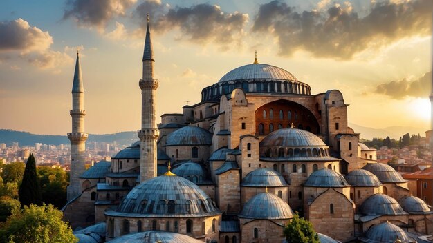 La histórica Hagia Sophia bajo un cielo despejado