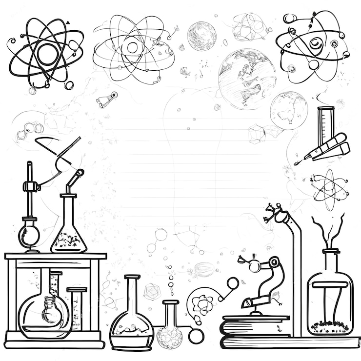 Foto histórico de educação científica desenhado à mão