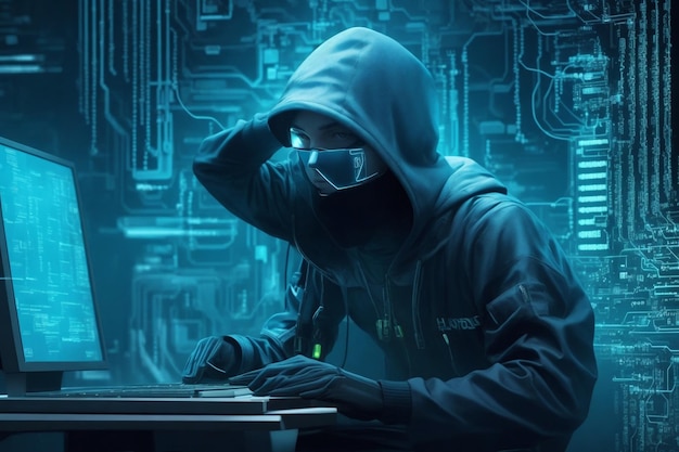 Foto histórico de super-hacker de computador