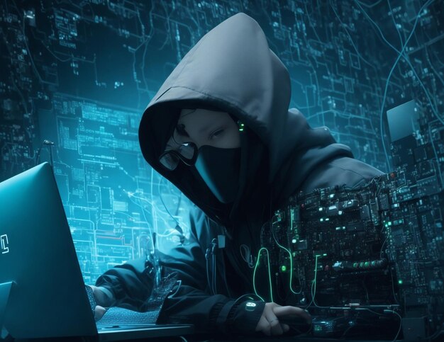 Foto histórico de super-hacker de computador