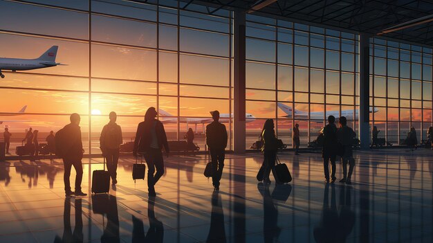 Foto histórico de viagem no aeroporto de embarque