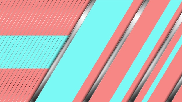 Hitech geometrischer rosa-cyanfarbener Hintergrund mit metallischen Streifen