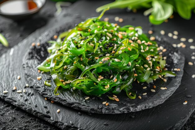 Foto hiyashi wakame chuka kelpsalat grünes seetangsalat mit sesam- und nusssauce