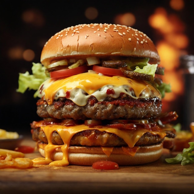 Hochauflösendes 4K-Bild mit einem geladenen Zinger-Käse-Burger