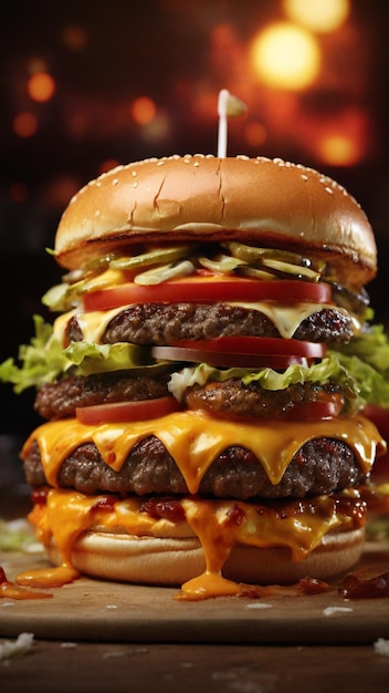Hochauflösendes 4K-Bild mit einem geladenen Zinger-Käse-Burger
